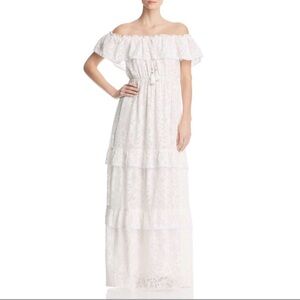 Catherine Malandrino White Off-Shoulder Maxi Dress – Size Large